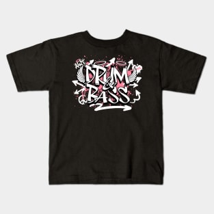 DRUM AND BASS  - Graffiti Steez (Pink/White) Kids T-Shirt